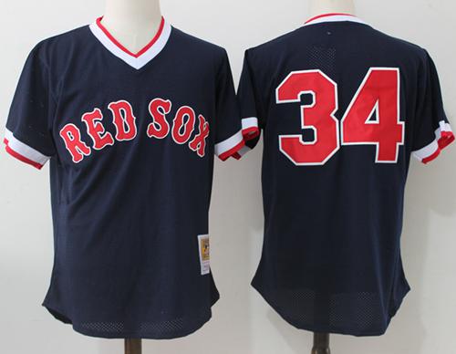 Mitchell And Ness Red Sox #34 David Ortiz Dark Blue Throwback Stitched MLB Jersey